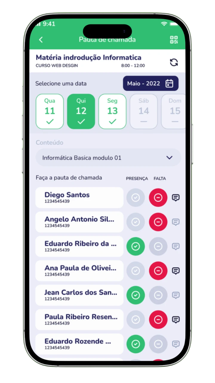 App de pauta de chamada do F10 no celular